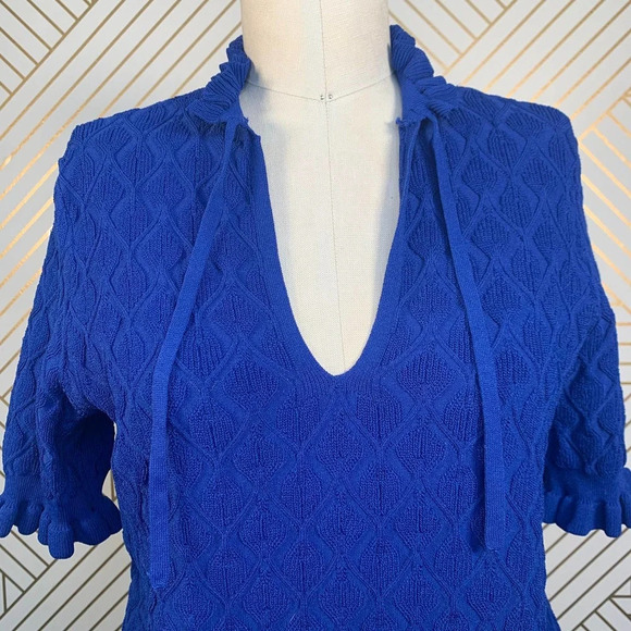 Sandro Roman Ruffle-Trimmed Sweater Egyptian‎ Blue - Picture 3 of 12